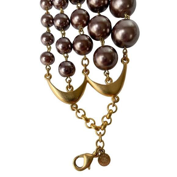 NWT David Aubrey 5 Strand Brown Graduated Beaded Statement Necklace - Picture 6 of 7